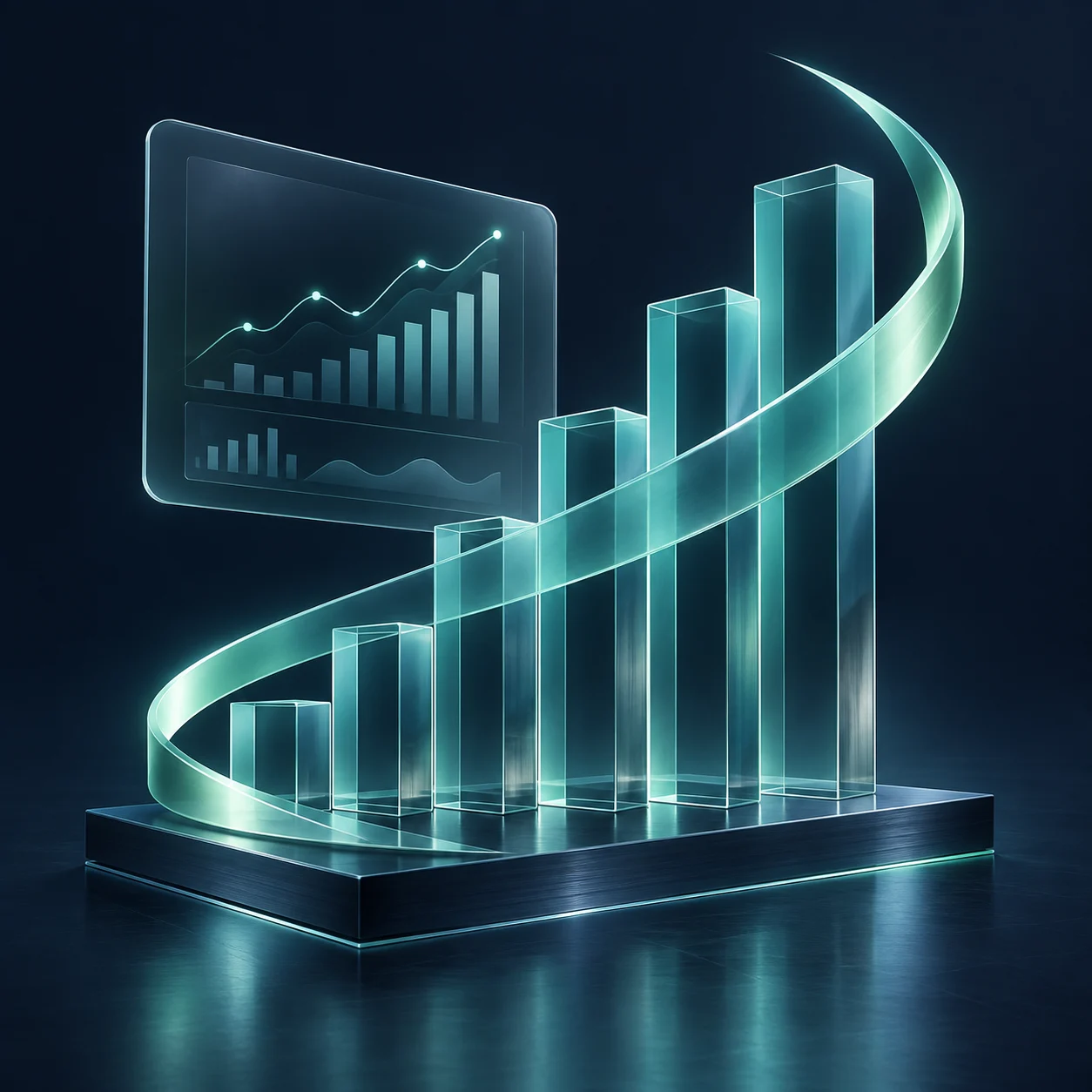Custom glass illustration of clear financial reporting and business growth