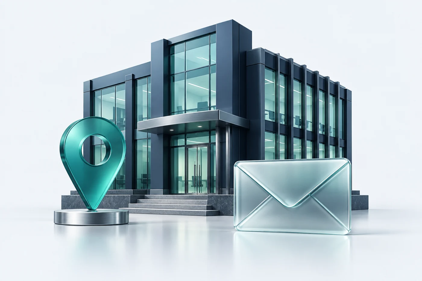 Custom architectural illustration of a registered office and business correspondence